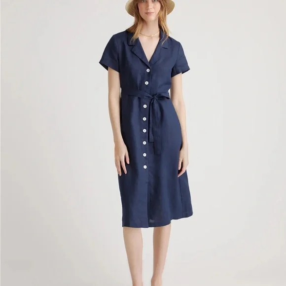 Quince 100% European Linen Button Front Dress - Picture 6 of 10